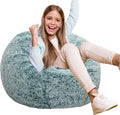Fluffy Bean Bag Chair for Kids 2.5FT Round Memory Foam - Cozy Seat