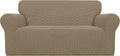 Loveseat Stretch Slipcover Tan - Soft Jacquard Protector