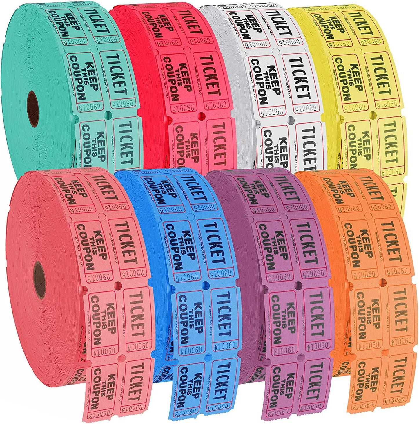 Double Roll Raffle Event Tickets - Full Set of 8 Colors for Fun