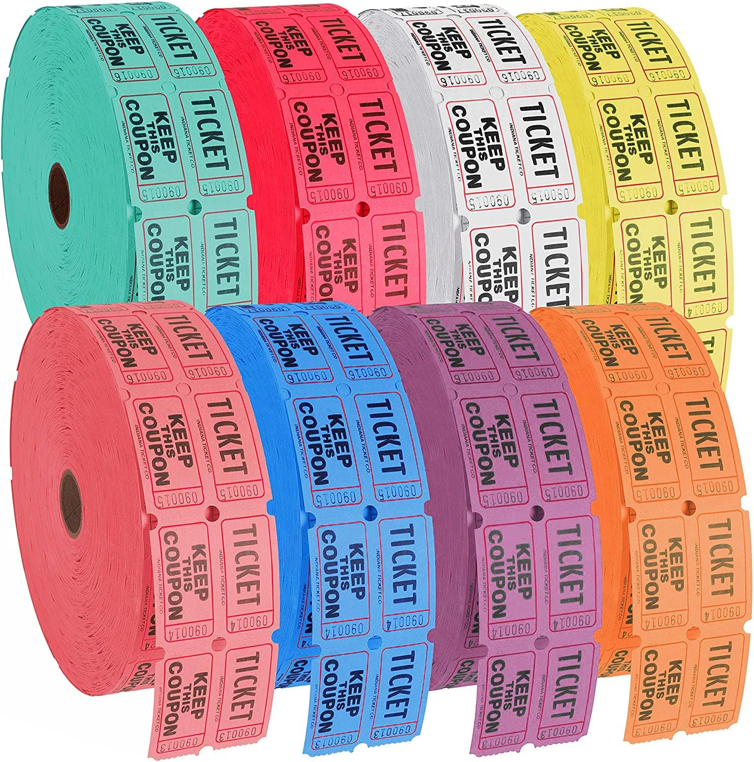 Double Roll Raffle Event Tickets - Full Set of 8 Colors for Fun