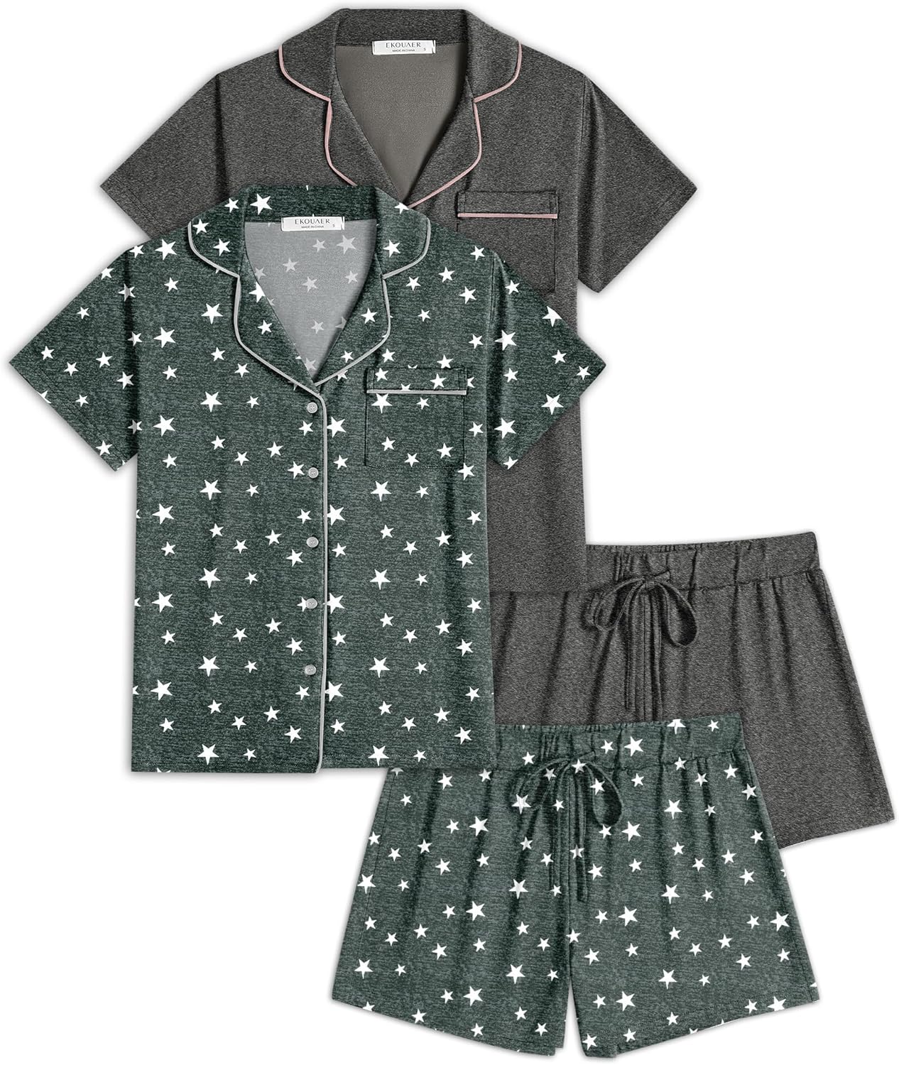 Ekouaer 2 Pack Womens Pajamas Set for Ultimate Comfort