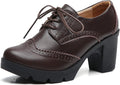 DADAWEN Women's Fashionable T-Strap Mid-Heel Oxford Footwear