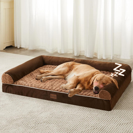 Orthopedic Dog Bed for Large Dogs with Cozy Rose Pattern