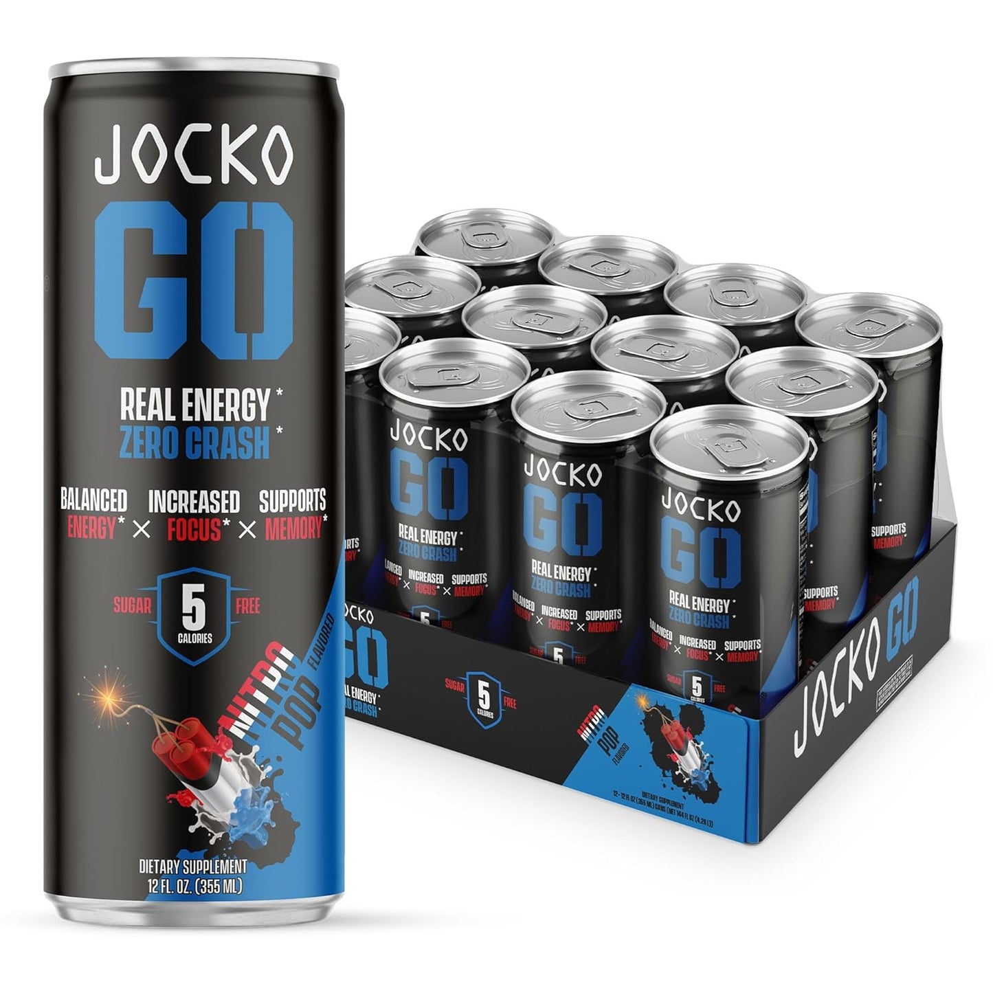 Jocko GO Energy Drink - Sugar Free Nootropic for Energy Boost