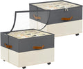 Shoe Organizer for Closet, 2 Pack with Wheels and Adjustable Dividers