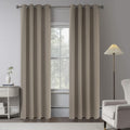 Taupe 100% Blackout Linen Curtains 80 in - Full Room Darkening