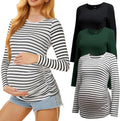 3 Pack Maternity Shirts Long Sleeve for Women - Crew Neck Comfort