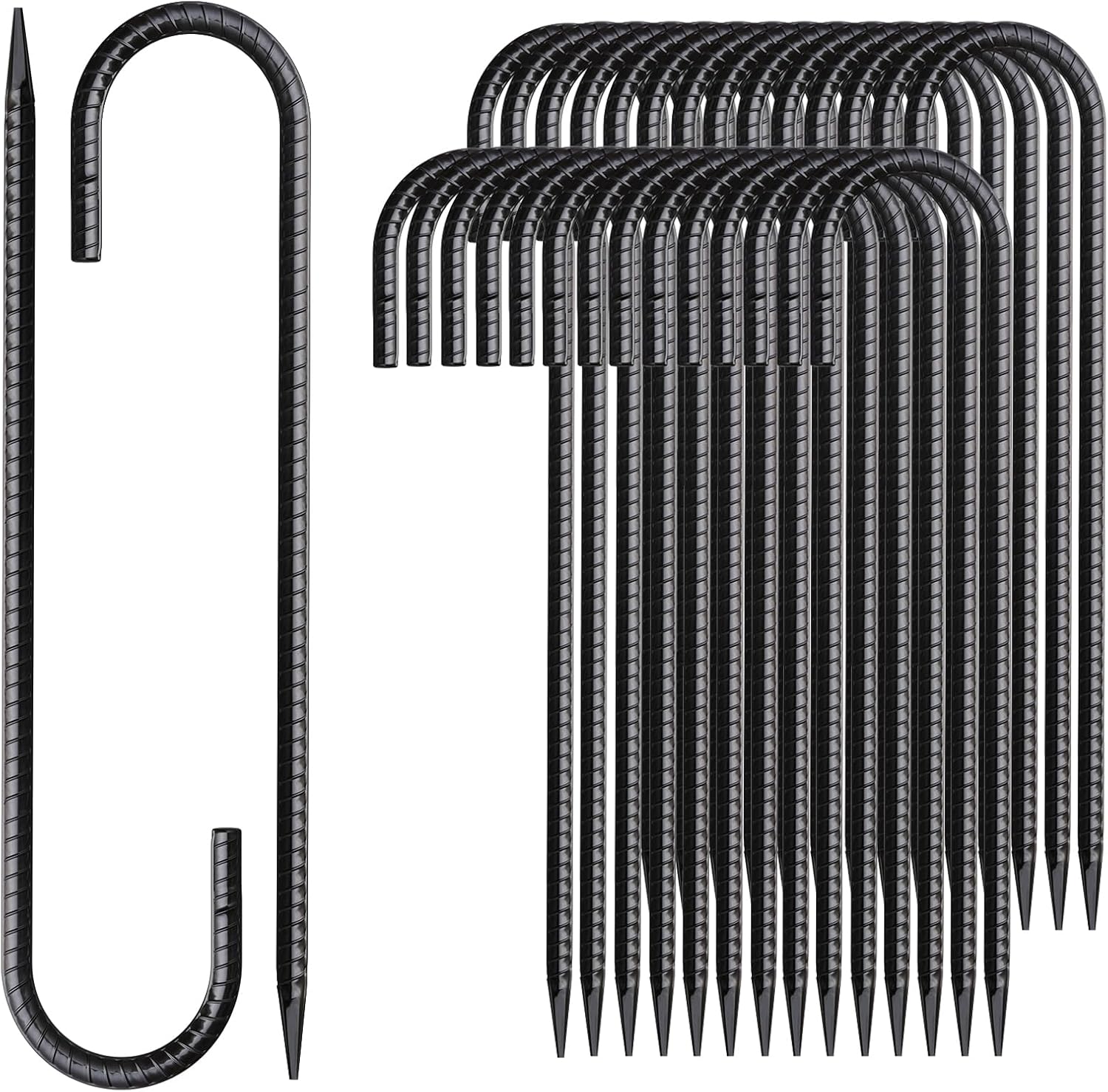 Heavy Duty Rebar Stakes 12 Inch J Hook Ground Stakes 30 Pack