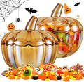 Glass Pumpkin Candy Jar Set - 70oz Amber Pumpkin Jars for Holiday