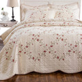 Floral Embroidered Quilt Set Queen Size - Soft Cotton Reversible