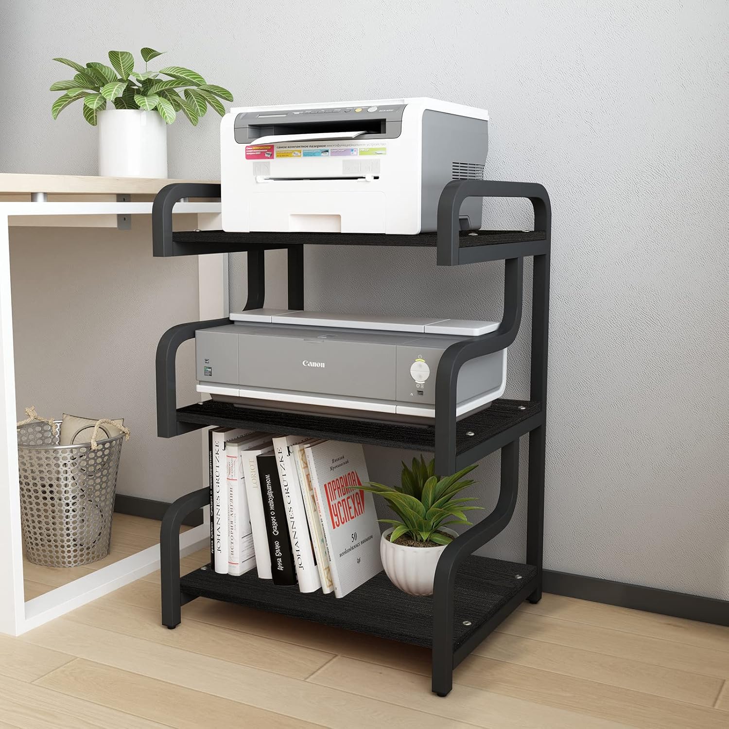 3-Tier Printer Stand with Wheels for Home Office Storage
