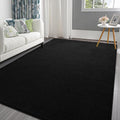 Pettop 5x7 Black Thickened Memory-Foam Area Rug for Home