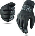 Women Leather Motorcycle Gloves Gray X-Large - Breathable Touchscreen