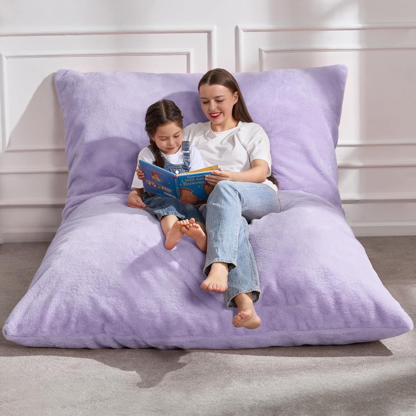 Hobestluk 3 in 1 Bean Bag Chair for Adults with Plush Cover