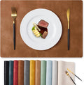 Reddish Brown Faux Leather Placemats Set of 8 - 12 x 17 in