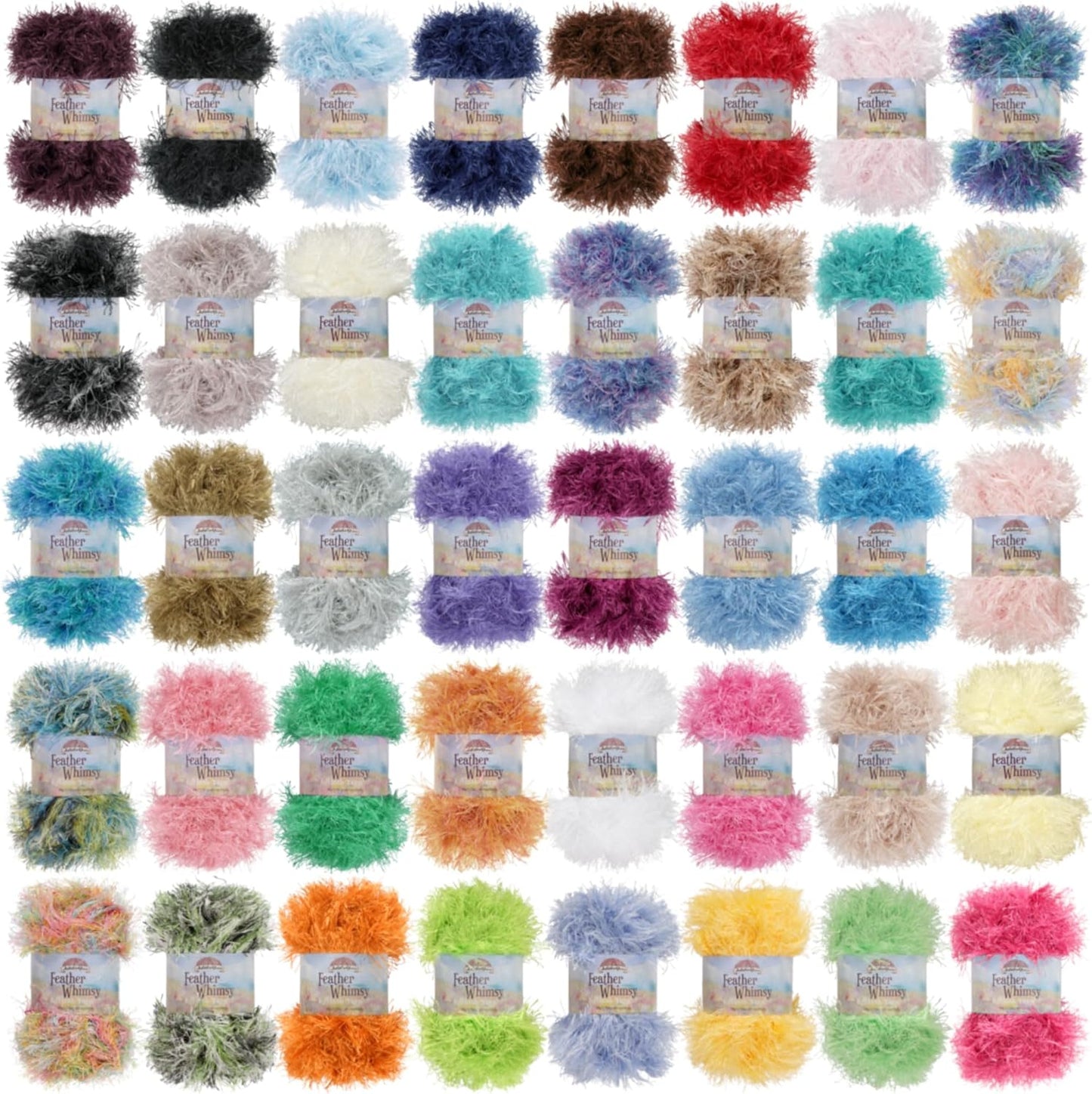 JubileeYarn Feather Whimsy Eyelash Yarn - 20 Skeins Variety Pack