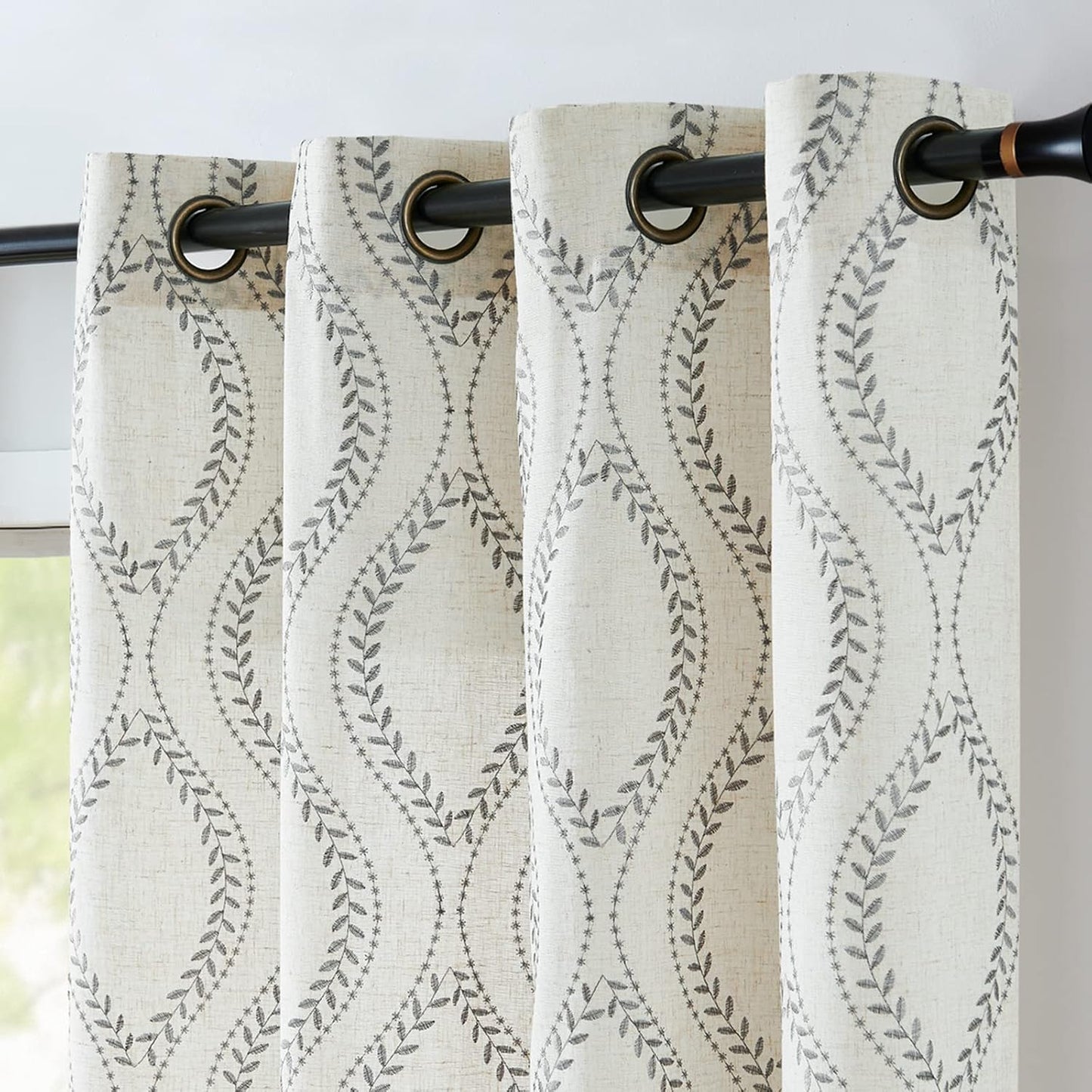 Boho Linen Blend Curtains for Farmhouse Style Living Rooms