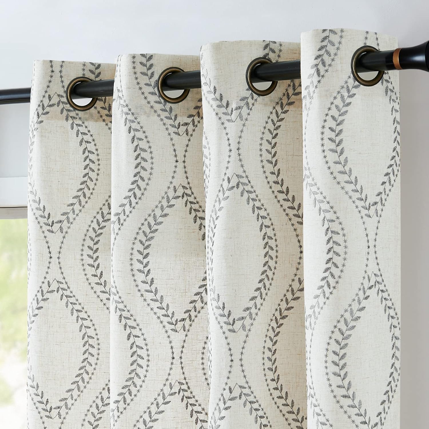 Boho Linen Blend Curtains for Farmhouse Style Living Rooms