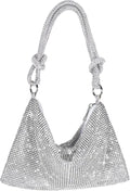 Silver Rhinestone Purse for Women - 10in Evening Clutch