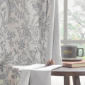 Lazzzy Grey Floral Lined Curtains Linen 96 in Panels - Light Filtering