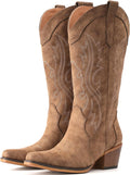 IUV Cowboy Boots For Women Mid Calf Snip Toe - Handcrafted Style look