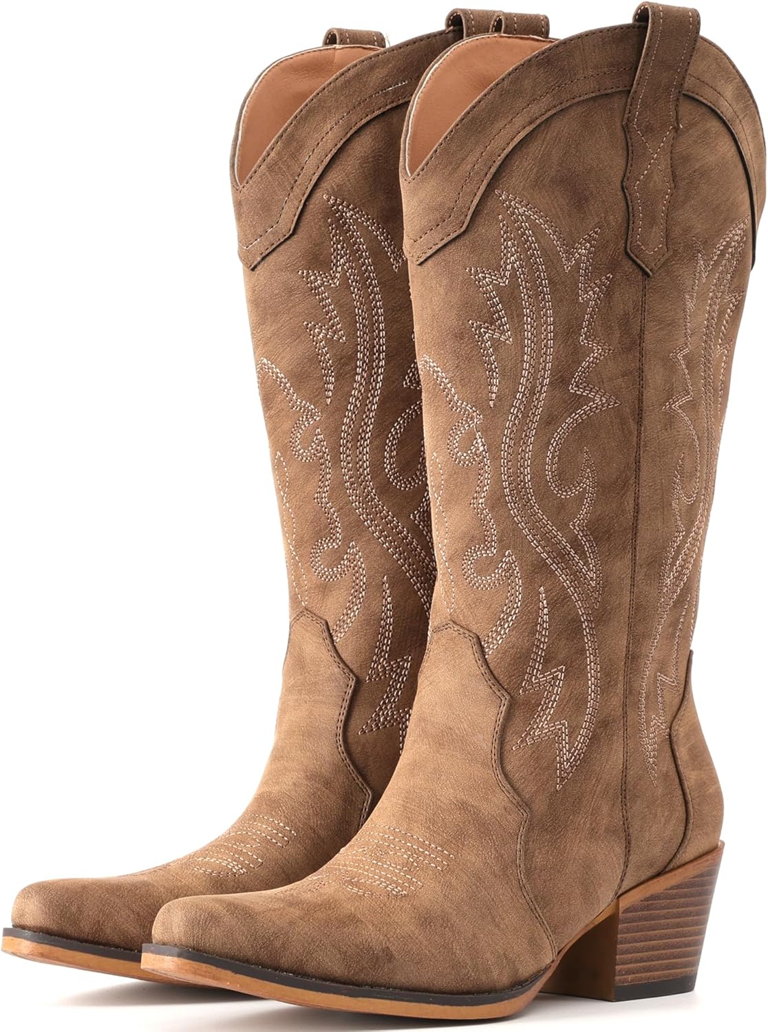 IUV Cowboy Boots for Women with Chunky Heel and Snip Toe