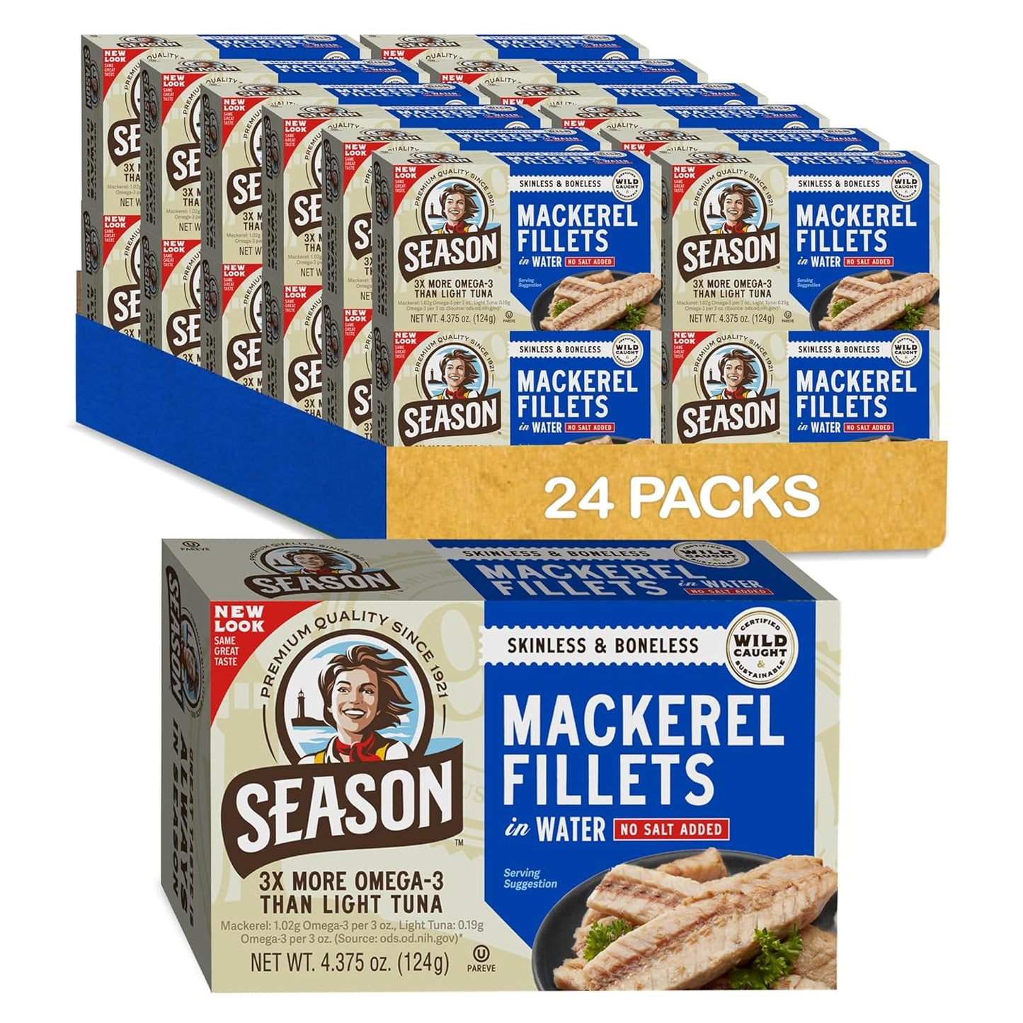 Season Mackerel in Water - Skinless & Boneless, Keto Snacks