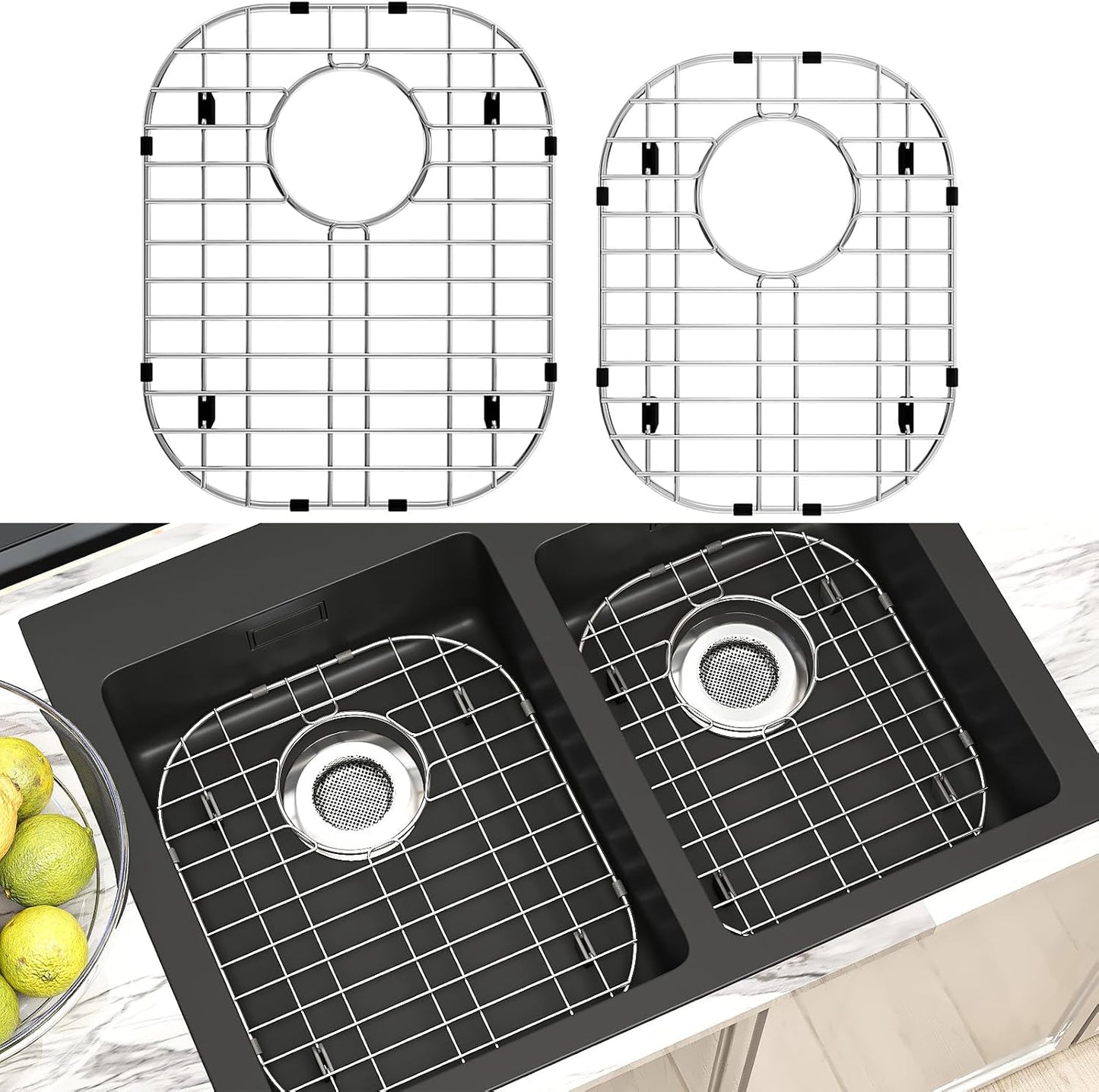 Stainless Steel Sink Protector Grid Set for Kitchen Sinks
