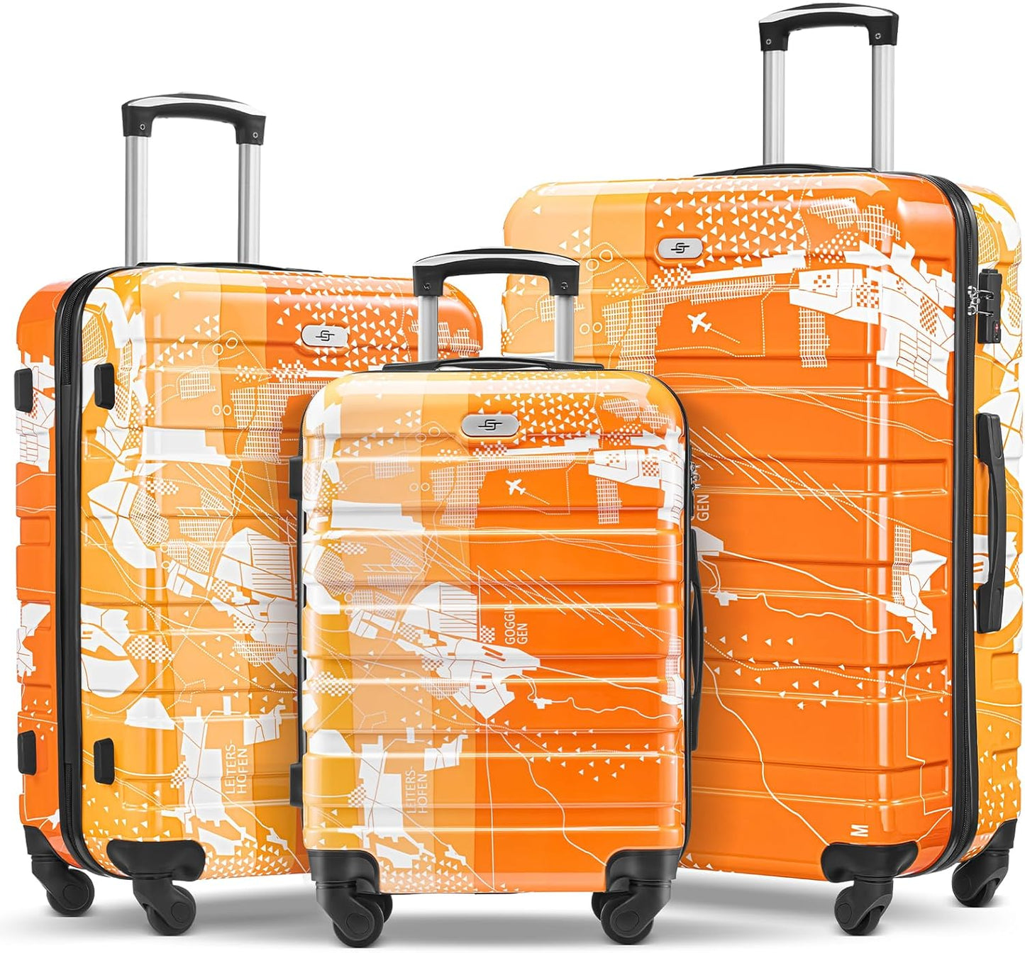 Durable Lightweight 3 Piece Hardside Suitcase Set with Wheels