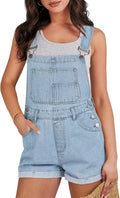 Women Denim Shorts Overalls Loose Fit Romper - Adjustable Jean