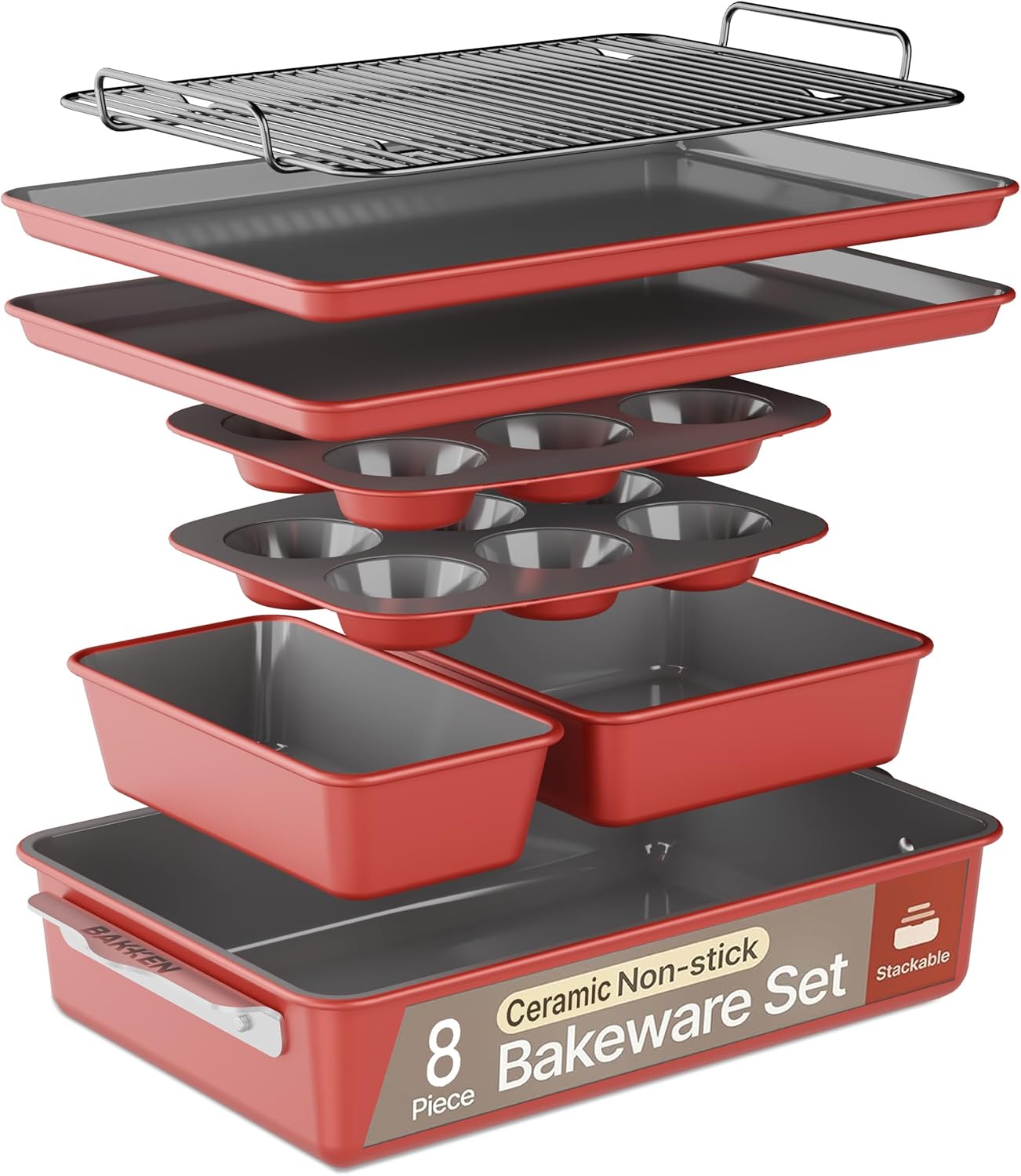 Bakken 8-Piece Ceramic Coated Bakeware Set for Every Baker