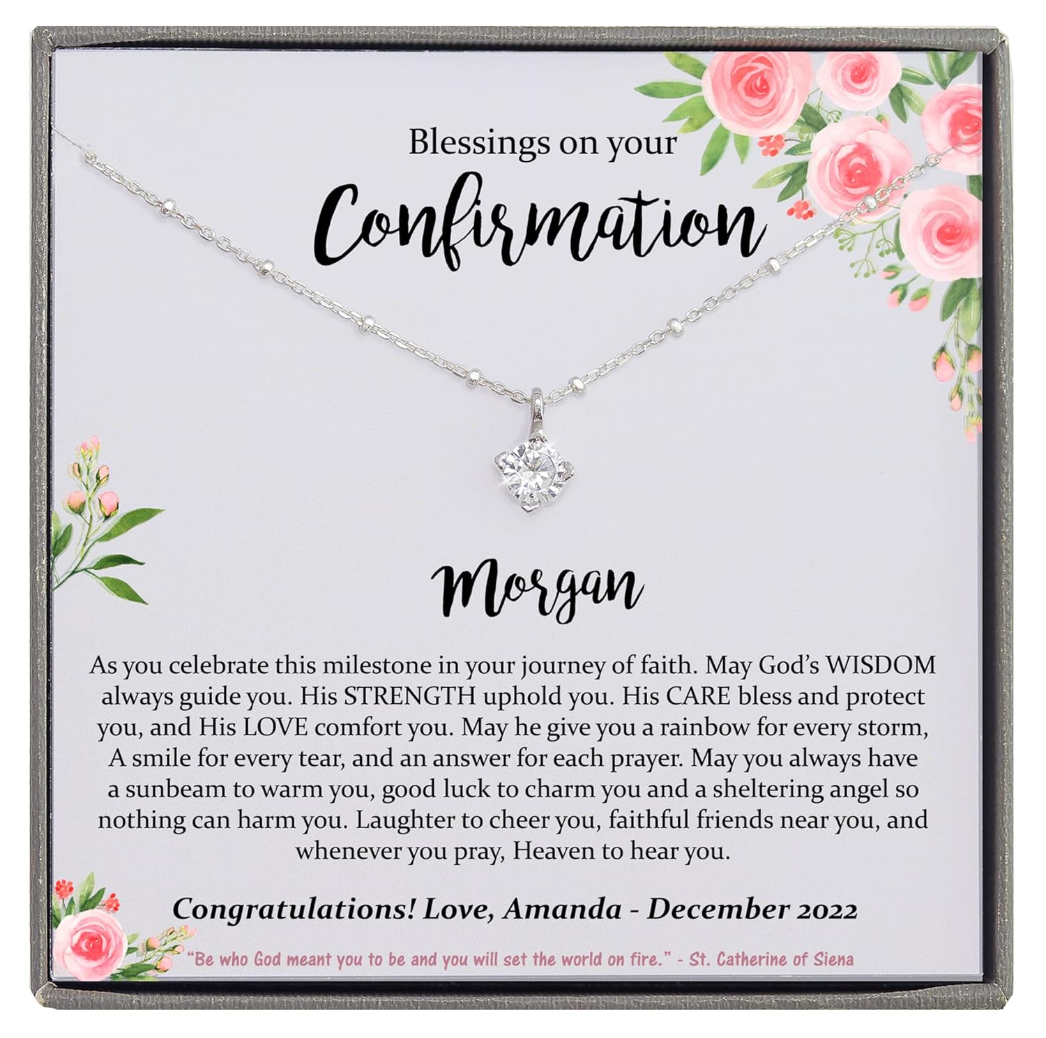 Personalized Confirmation Gifts for Teenage Girl CZ Diamond Necklace