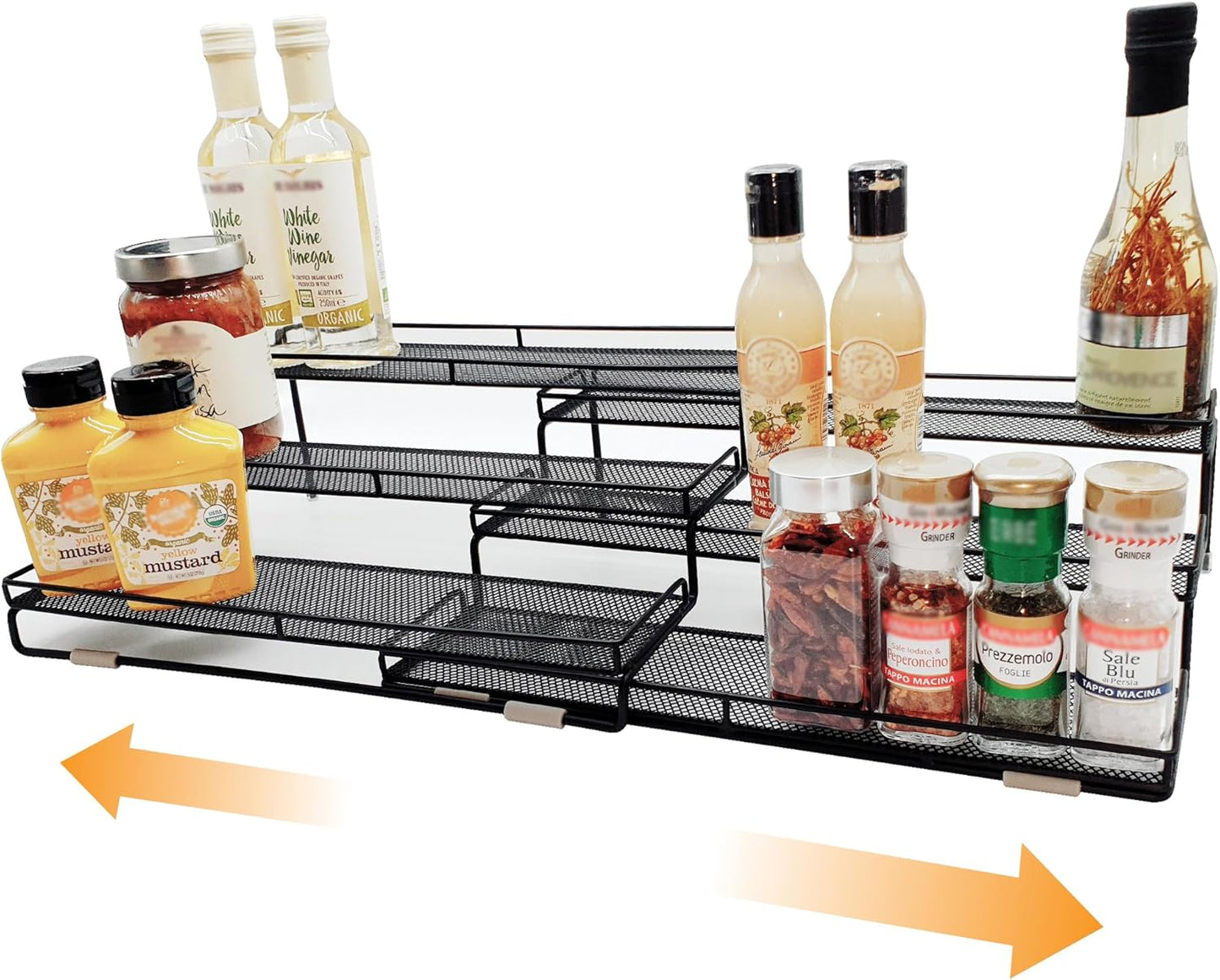 3 Tier Wide Expandable Cabinet Spice Rack Organizer for Storage