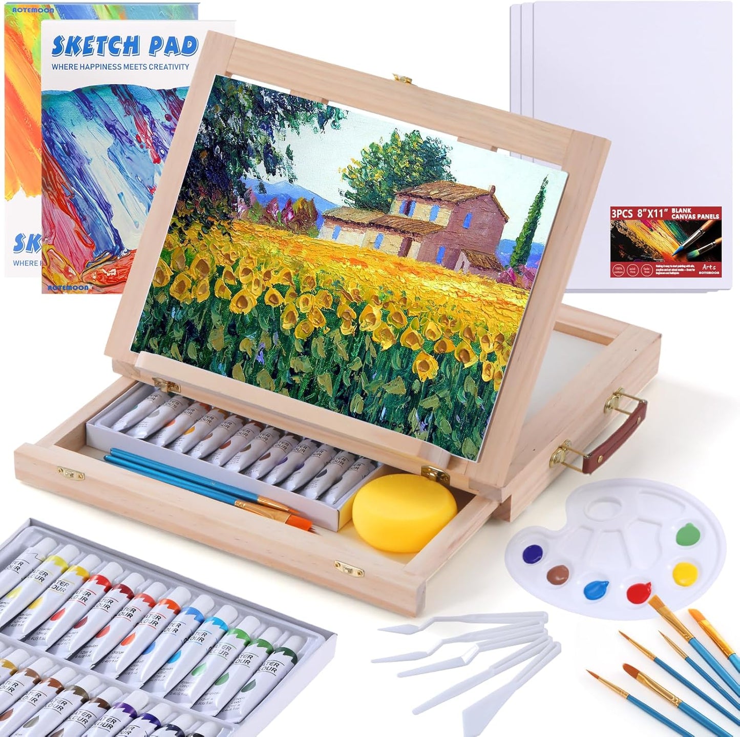 54 Pieces Watercolor Paint Set with Easel for All Ages