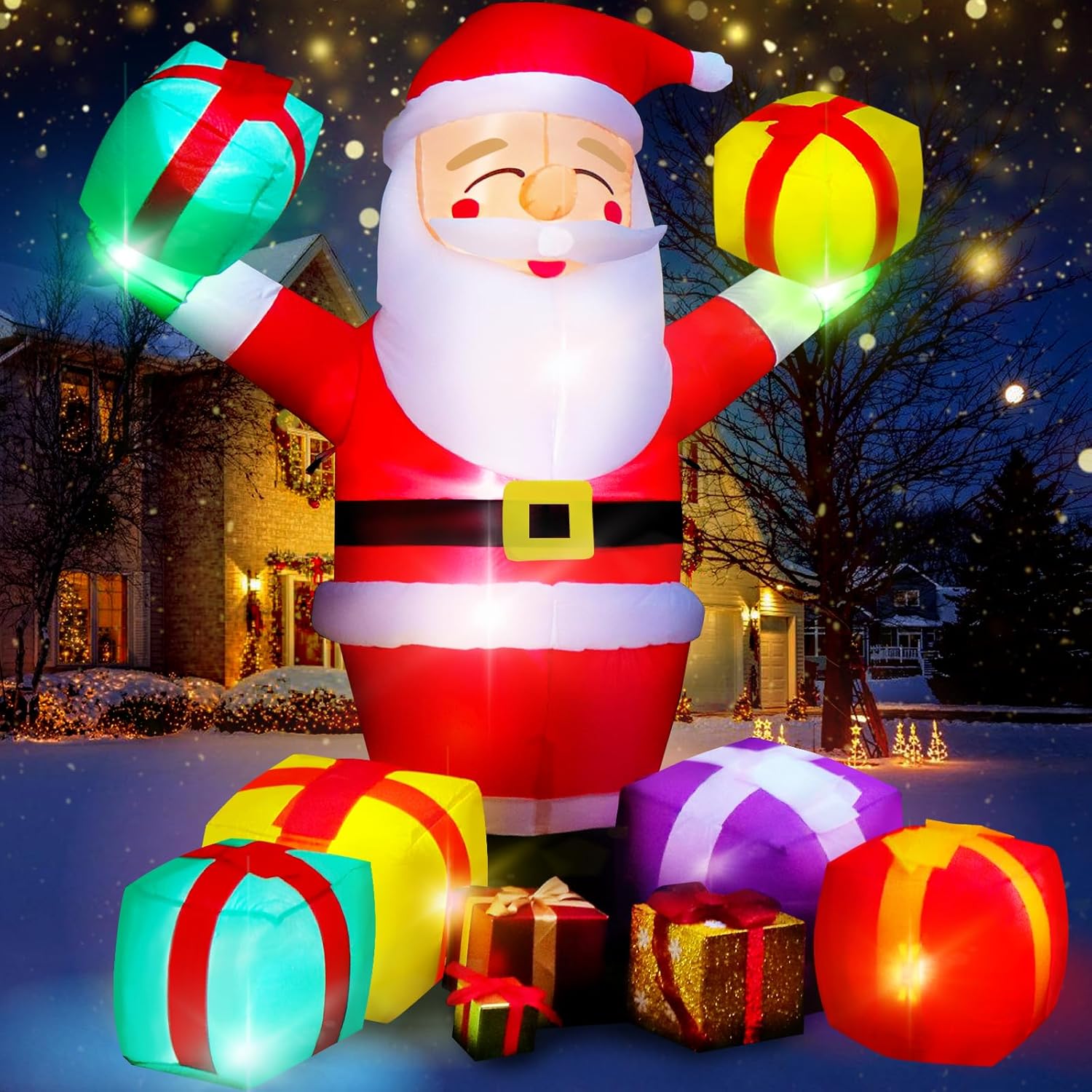 8 FT Inflatable Santa Claus with LED Lights for Outdoor Decor
