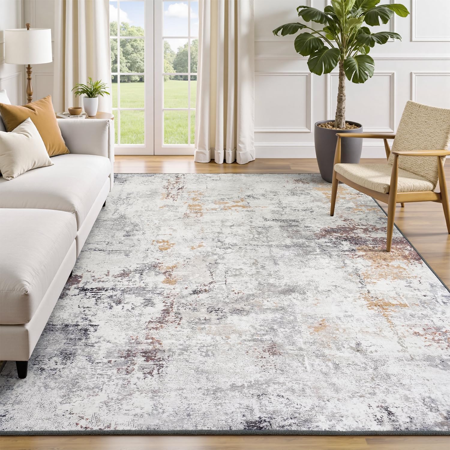 Rugflix 5x7 Area Rugs for Living Room, Modern Neutral Carpet