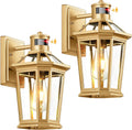 Outdoor Wall Lights Lantern 2 Pack Gold Motion Sensor - Dusk to Dawn