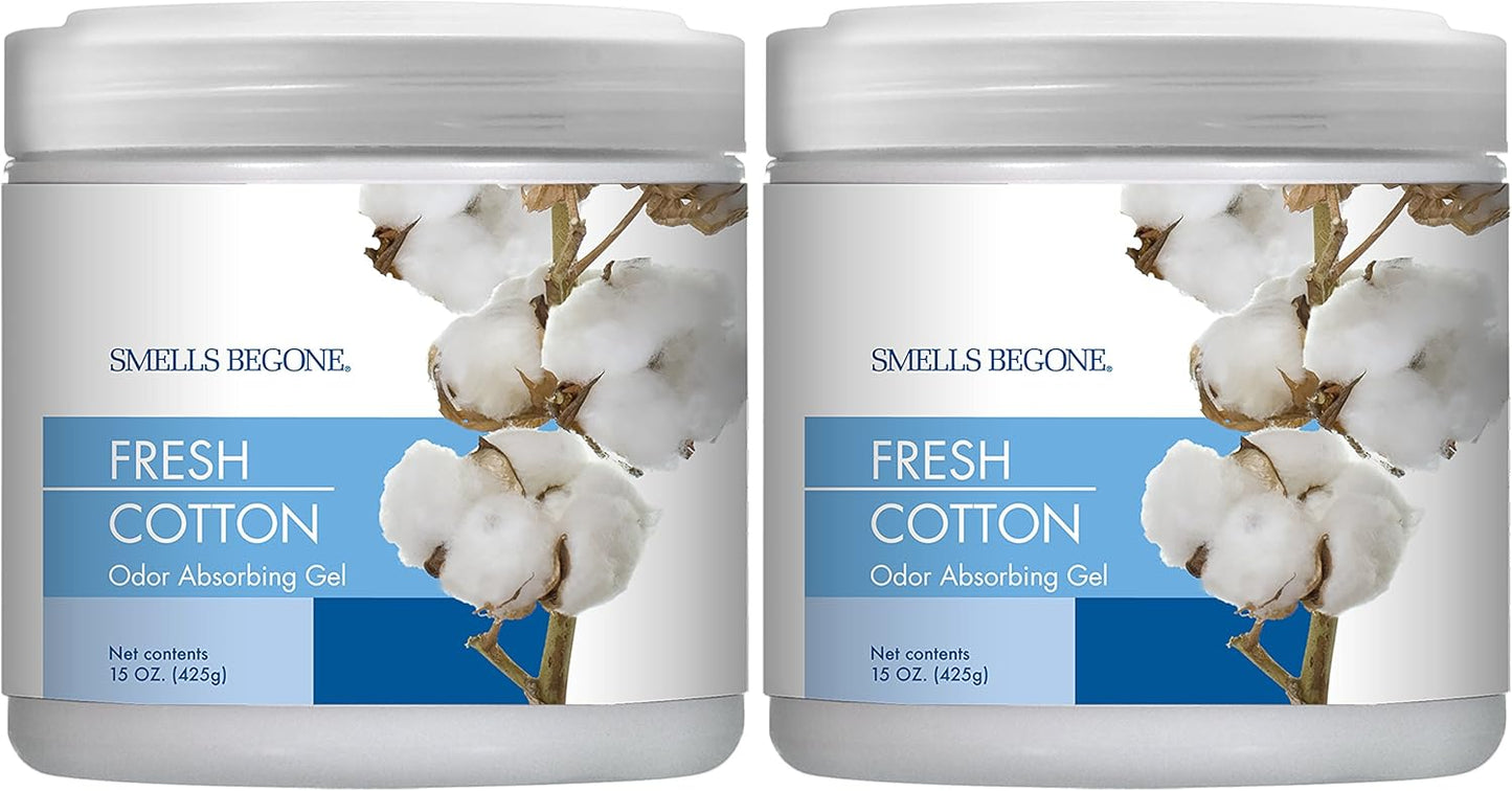 2-Pack SMELLS BEGONE Odor Absorber Gel - Fresh Cotton Scent