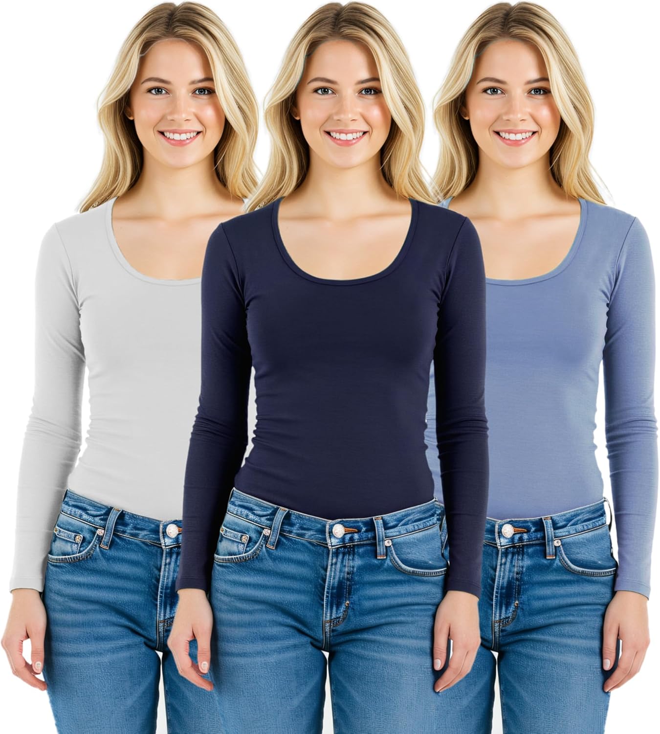 Emmalise Women's Basic Athletic Fit Long Sleeve Tee for Comfort