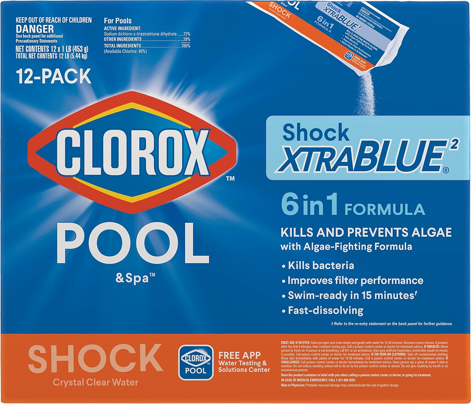 Clorox Pool&Spa 33512CLX Pool Shock XtraBlue for Crystal Clear Water