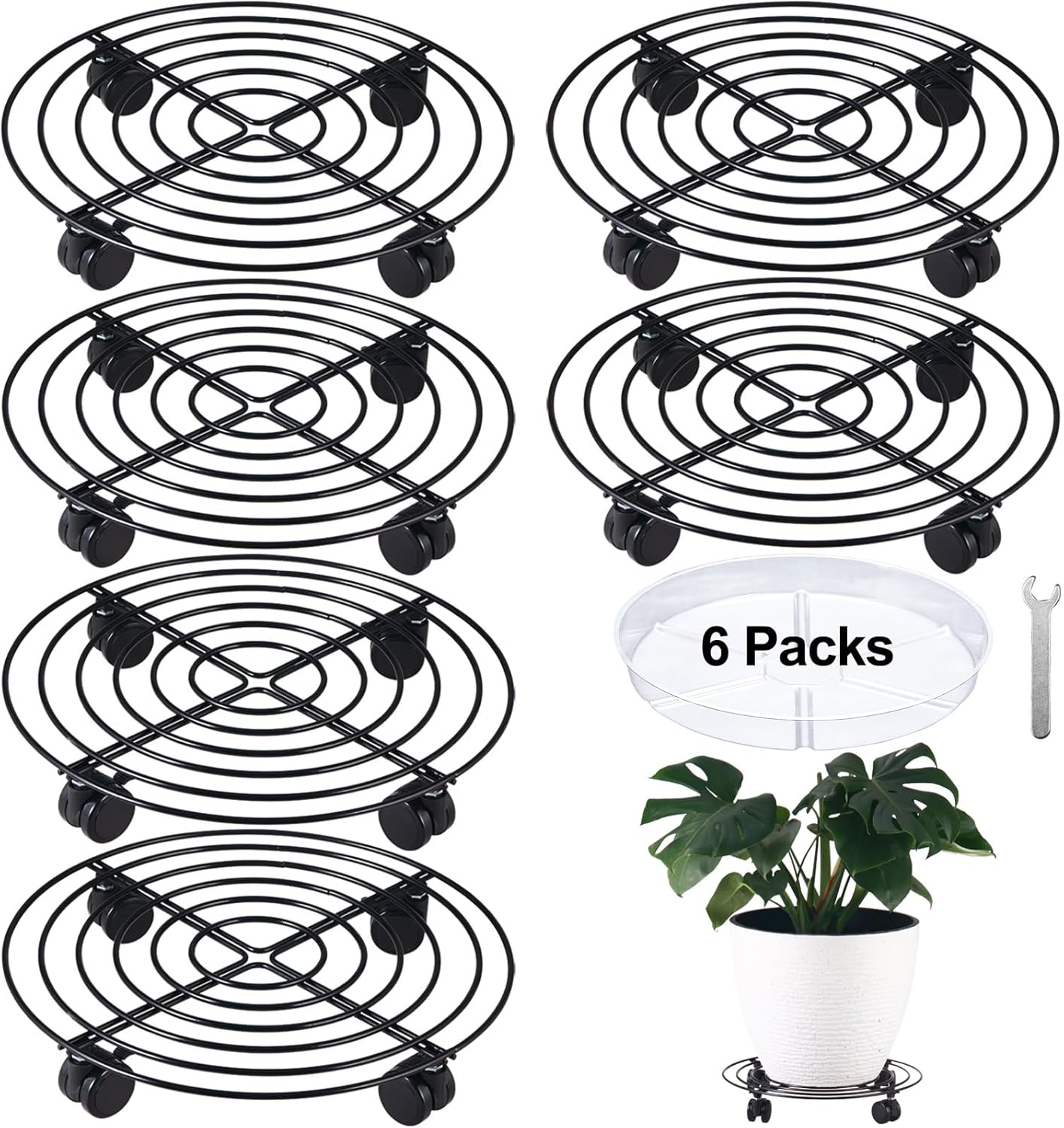 Large Metal Plant Caddy with Wheels for Easy Plant Movement