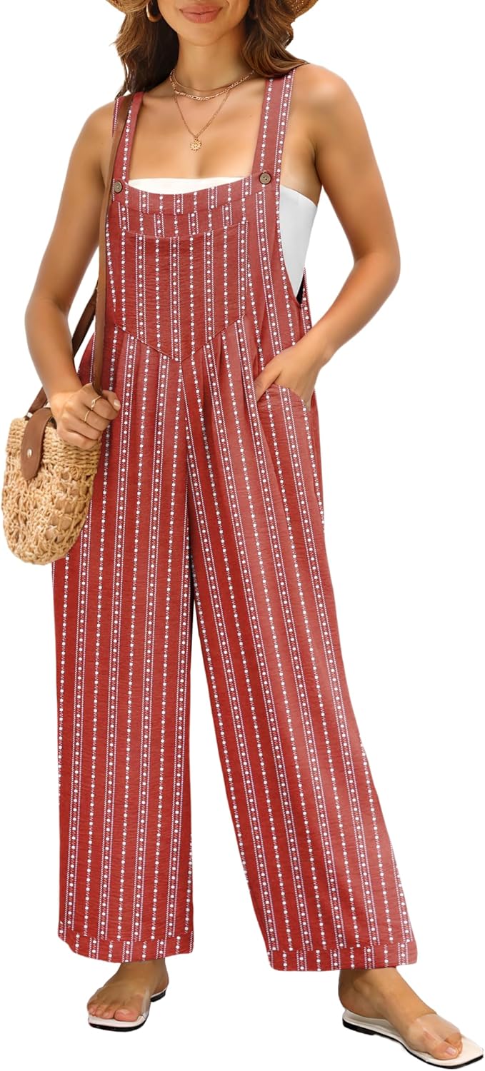 IWOLLENCE Women's Summer Jumpsuits Boho Wide Leg Overalls