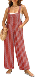 Women's Wide Leg Summer Jumpsuit Overalls - Lightweight Boho Romper