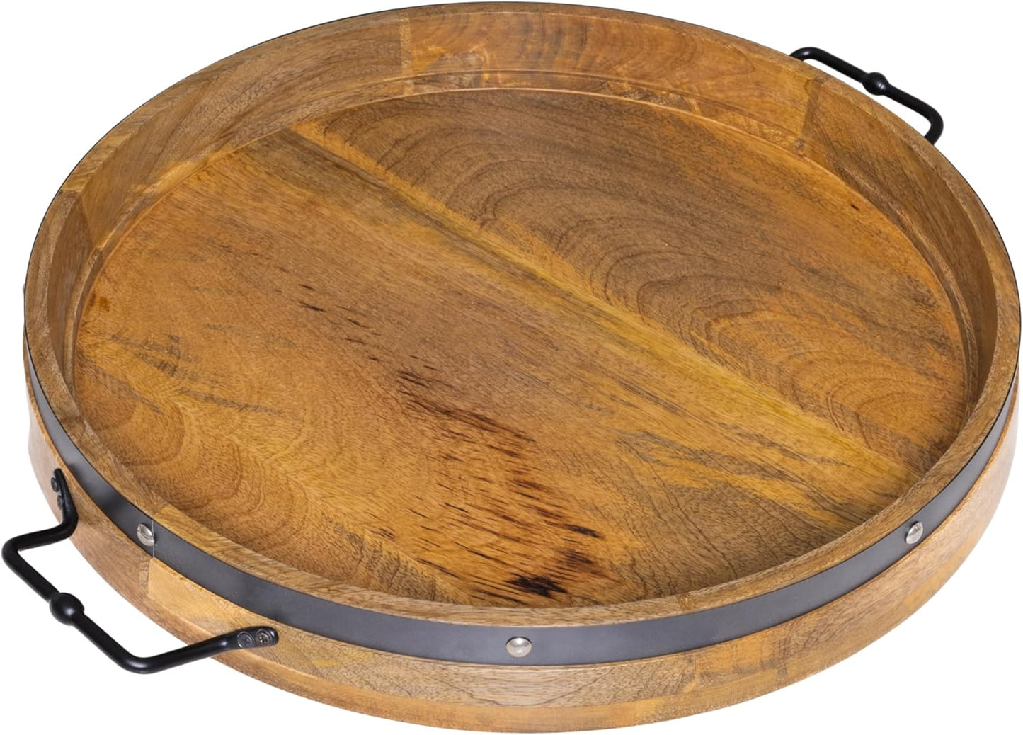 20 Extra Large Round Ottoman Tray for Rustic Serving Needs