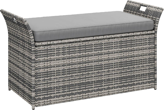 YITAHOME 90 Gallon Outdoor Wicker Storage Bench for Patio