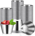 100 Pcs 2.5oz Metal Ramekins Stainless Steel Sauce Dipping Cups - Bulk