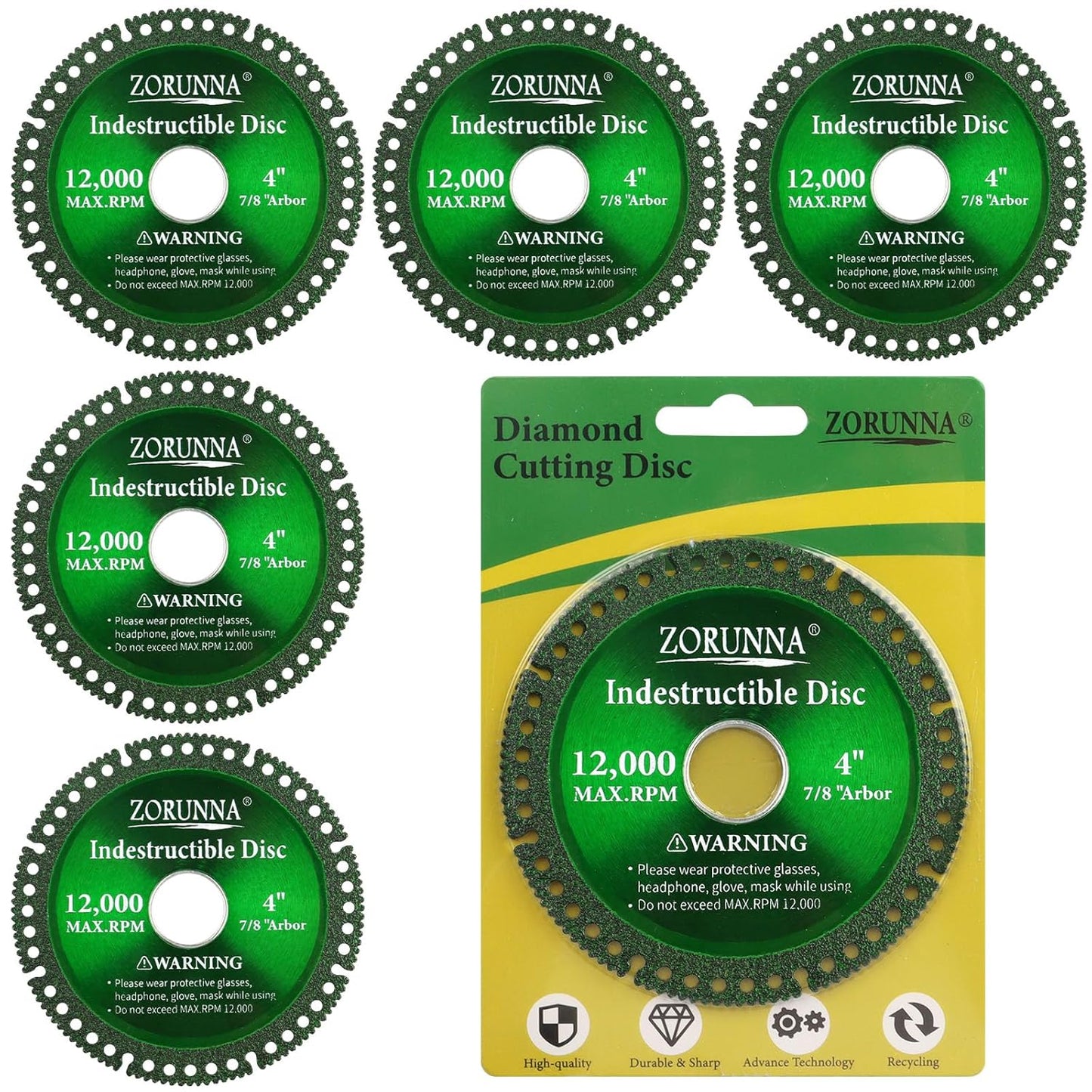 ZORUNNA 5-Pack Fast Cut Discs - Smooth & Indestructible
