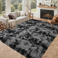 5x8 Black Grey Rug for Living Room - Fluffy Fuzzy Area Rug