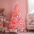 Prelit Snow Flocked Spruce Christmas Tree 6 ft - Full, Warm White Glow