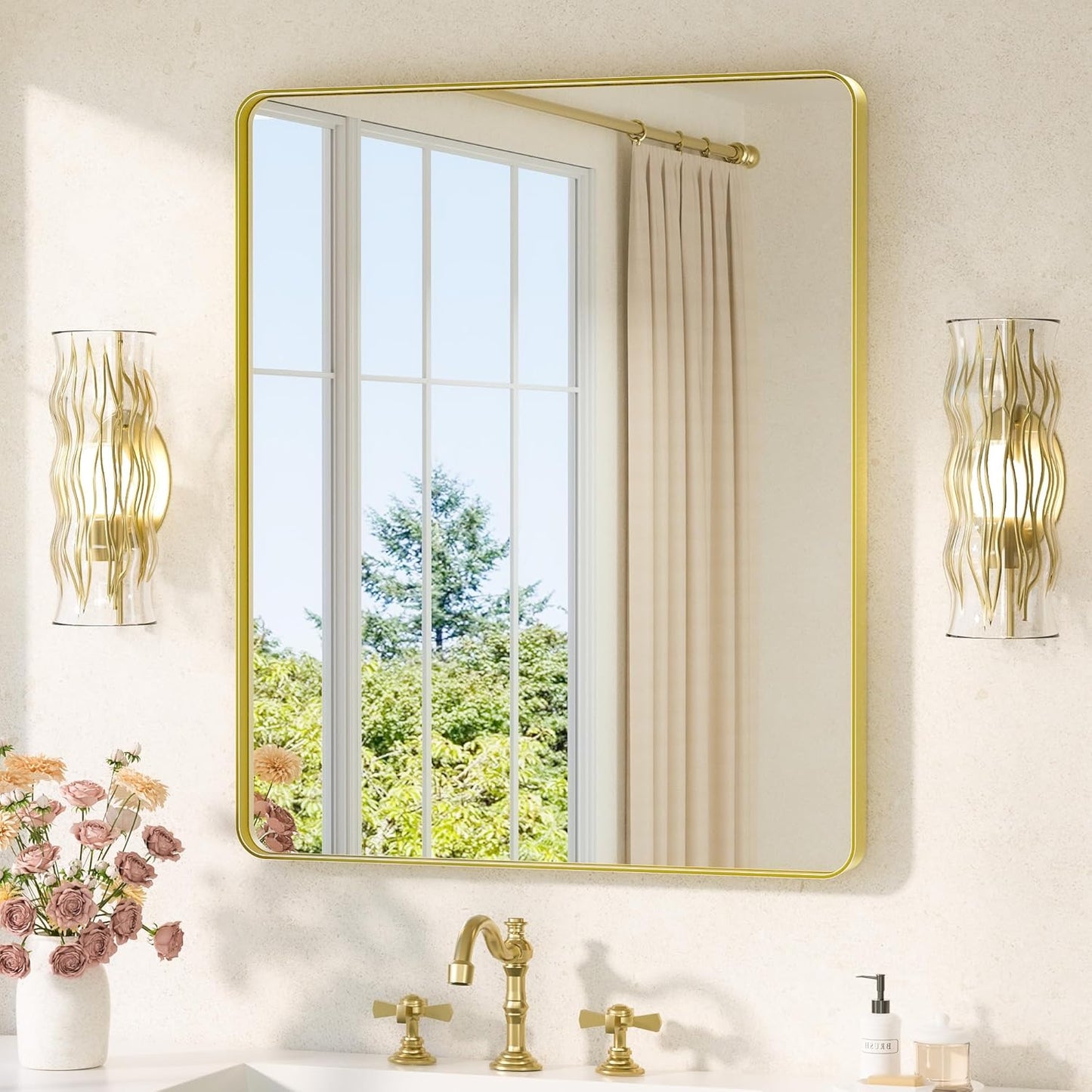 TETOTE Gold Mirrors for Wall 30 x 36 Inch Modern Design